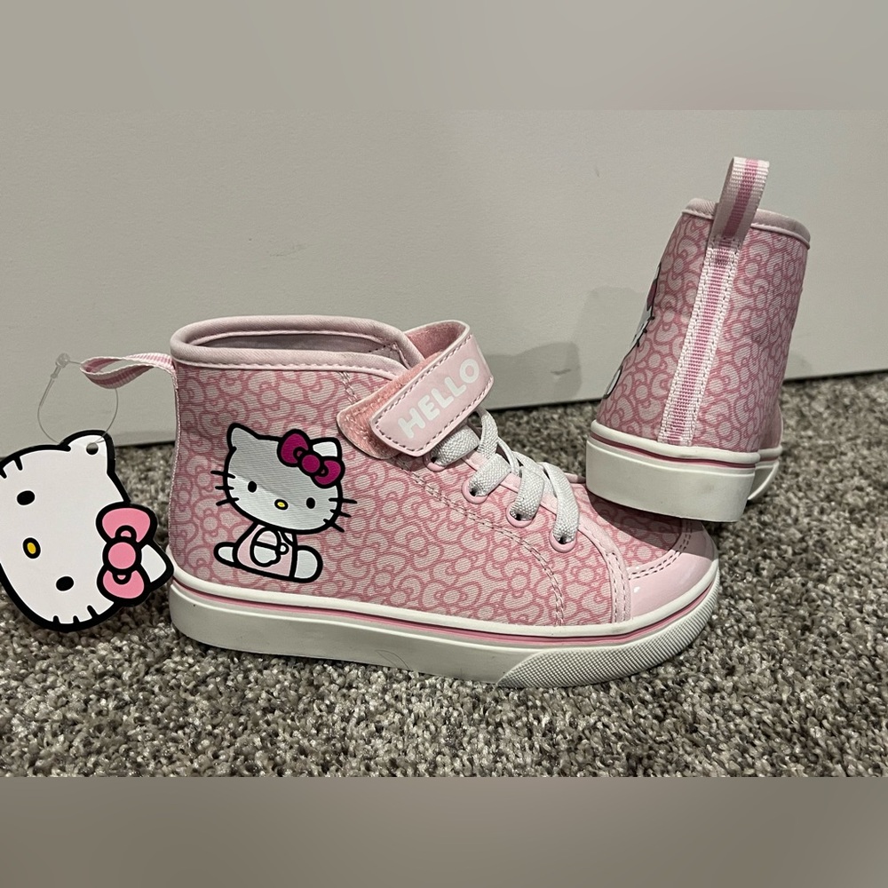 Girls Pink Sparkly Hello Kitty Hightop Sneaker - 11